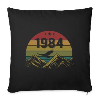 1984 Vintage Birthday 1984 Retro Gift Idea - Sofa pillowcase 17,3'' x 17,3'' (45 x 45 cm) - black - Front