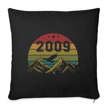 2009 Jahrgang Geburtstag 2009 Retro Geschenkidee - Sofakissenbezug 45 x 45 cm - Schwarz - Vorne