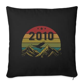 2010 Jahrgang Geburtstag 2010 Retro Geschenkidee - Sofakissenbezug 45 x 45 cm - Schwarz - Vorne