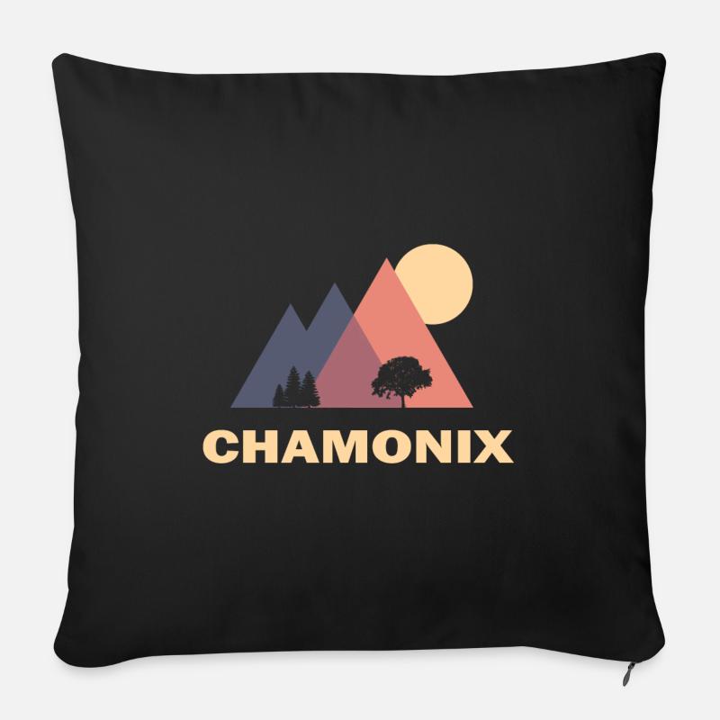 chamonix triangles mountains geometry - Sofa pillowcase 17,3'' x 17,3'' (45 x 45 cm) - black