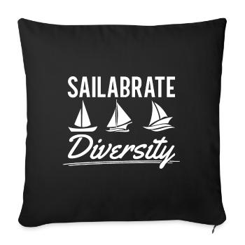 Drôle de dicton de voilier pour le capitaine du bateau - Housse de coussin décorative 45 x 45 cm - noir - Devant