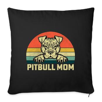 Pitbull Mom - Sofa pillowcase 17,3'' x 17,3'' (45 x 45 cm) - black - Front