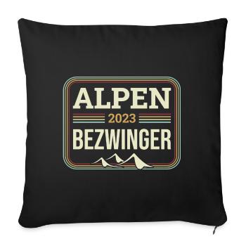 Alpenbezwinger 2023 Alpenüberquerung Finisher - Sofakissenbezug 45 x 45 cm - Schwarz - Vorne