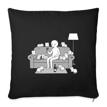 Les chats et le vin - Housse de coussin décorative 45 x 45 cm - noir - Devant