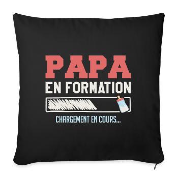 Papa en Formation - Chargement en Cours - Housse de coussin décorative 45 x 45 cm - noir - Devant