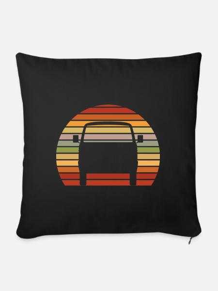 Retro Sunset classic Car - Sofakissenbezug 45 x 45 cm - Schwarz