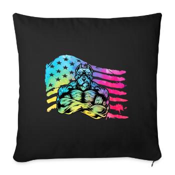 Pitbull États-Unis - Housse de coussin décorative 45 x 45 cm - noir - Devant