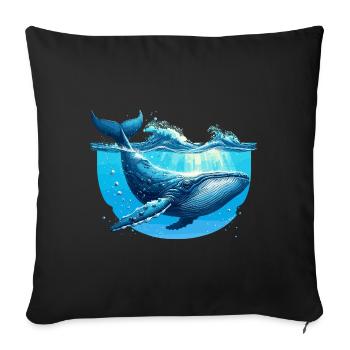 Blue Whale - Sofa pillowcase 17,3'' x 17,3'' (45 x 45 cm) - black - Front