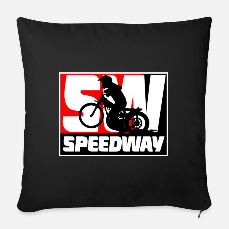 Speedway - Motorcycle Speedway - Sofa pillowcase 17,3'' x 17,3'' (45 x 45 cm) - black