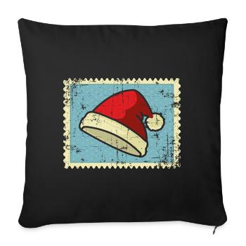 Weihnachtsmann Briefmarken - Sofakissenbezug 45 x 45 cm - Schwarz - Vorne