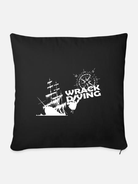 Taucher Segelboot Wrack Windrose - Sofakissenbezug 45 x 45 cm - Schwarz