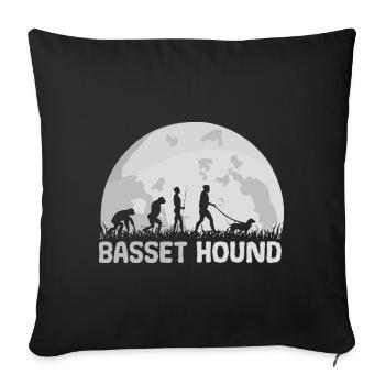 Basset Hound Hund Evolution Mond - Sofakissenbezug 45 x 45 cm - Schwarz - Vorne