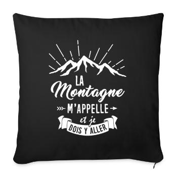 Tshirt Randonnée - La Montagne m'appelle - Housse de coussin décorative 45 x 45 cm - noir - Devant