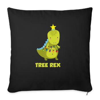 Dino dinosaure d'arbre de Noël mignon - Housse de coussin décorative 45 x 45 cm - noir - Devant