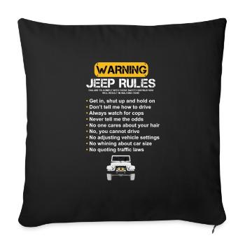 Avertissement Dirt Vehicle Rules Amoureux des Wrangler - Housse de coussin décorative 45 x 45 cm - noir - Devant