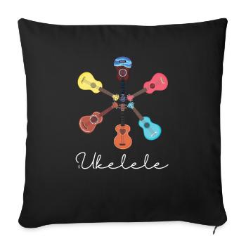 Cute Ukelele Instrument Graphic Art For Musician - Sofa pillowcase 17,3'' x 17,3'' (45 x 45 cm) - black - Front