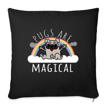 Pugs Are Magical - Sofa pillowcase 17,3'' x 17,3'' (45 x 45 cm) - black - Front