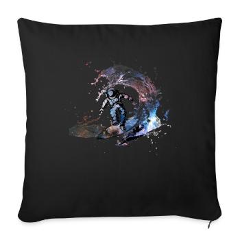 Outer Space Galaxy Nebula Astronaut Surfer Surfing - Sofa pillowcase 17,3'' x 17,3'' (45 x 45 cm) - black - Front