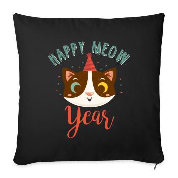 Bonne année 2019 Réveillon du Nouvel An Chat - Housse de coussin décorative 45 x 45 cm - noir - Devant