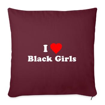J'aime les filles noires - Housse de coussin décorative 45 x 45 cm - bordeaux - Devant