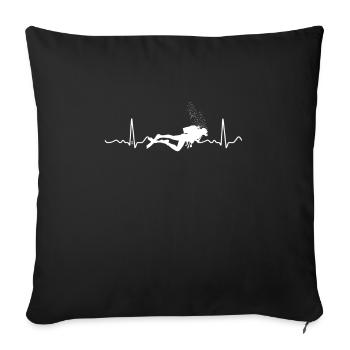Cool Scuba Diving Diver Heartbeat Graphic - Sofa pillowcase 17,3'' x 17,3'' (45 x 45 cm) - black - Front