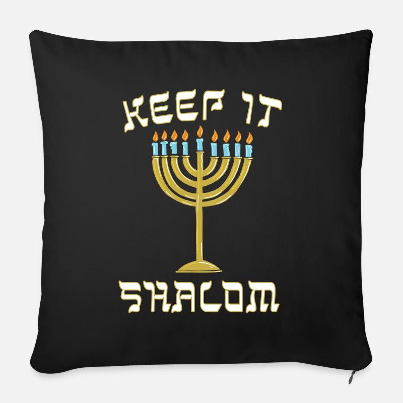 Keep is Shalom Hanukkah Menorah - Sofa pillowcase 17,3'' x 17,3'' (45 x 45 cm) - black