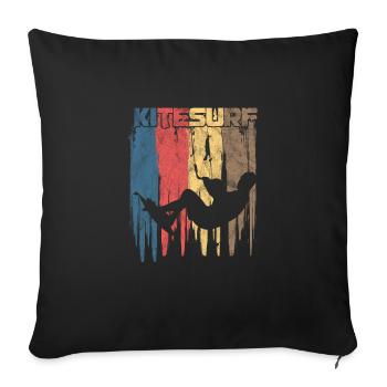 Kite Surf Retro Water Sports Sailboarding Kite - Sofa pillowcase 17,3'' x 17,3'' (45 x 45 cm) - black - Front
