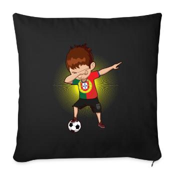 Football Portugais Portugal Footballeur - Housse de coussin décorative 45 x 45 cm - noir - Devant