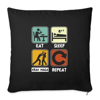Mangez sommeil Krav Maga Répéter le combat d’arts martiaux - Housse de coussin décorative 45 x 45 cm - noir - Devant