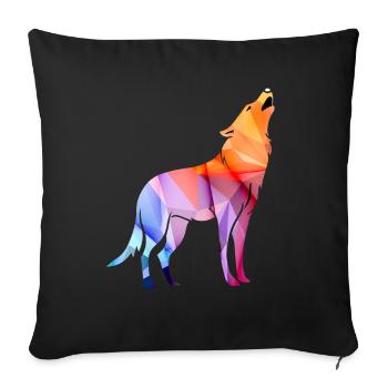 Heulender Polygon Wolf - Sofakissenbezug 45 x 45 cm - Schwarz - Vorne