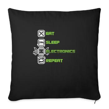 Eat Sleep Electronics Repeat Devices Transistor - Sofa pillowcase 17,3'' x 17,3'' (45 x 45 cm) - black - Front