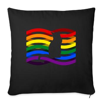 Regenbogen Katze - Sofakissenbezug 45 x 45 cm - Schwarz - Vorne