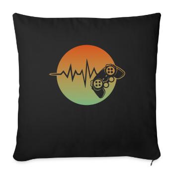 Cadeau de jeu Gaming Gamer Controller Heartbeat Controller Gamer - Housse de coussin décorative 45 x 45 cm - noir - Devant