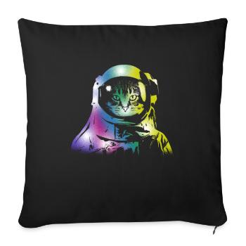 Chat Space Outerspace Galaxy Chats Chatons Propriétaires - Housse de coussin décorative 45 x 45 cm - noir - Devant