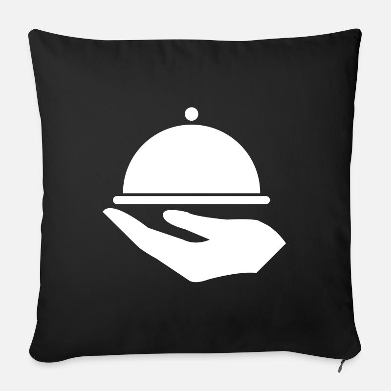 Servieren - Kellner mit Tablett - Sofakissenbezug 45 x 45 cm - Schwarz