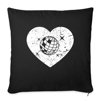 Diskokugel Disko Tanz Liebe Herz - Sofakissenbezug 45 x 45 cm - Schwarz - Vorne