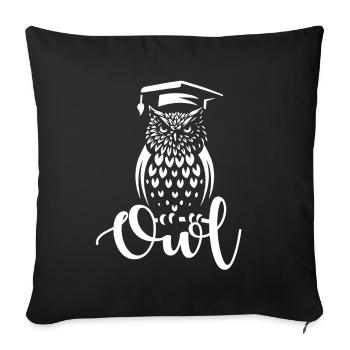 hibou - Housse de coussin décorative 45 x 45 cm - noir - Devant