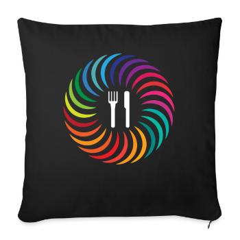 Fork knife rainbow boomerang circle - Sofa pillowcase 17,3'' x 17,3'' (45 x 45 cm) - black - Front