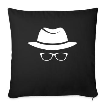 Gentleman with hat and glasses - Sofa pillowcase 17,3'' x 17,3'' (45 x 45 cm) - black - Front