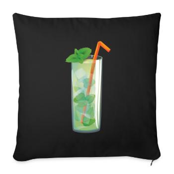Eistee Ice Tea Glas - Sofakissenbezug 45 x 45 cm - Schwarz - Vorne