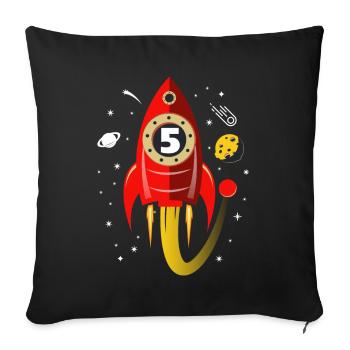 5 years birthday rocket gift - Sofa pillowcase 17,3'' x 17,3'' (45 x 45 cm) - black - Front