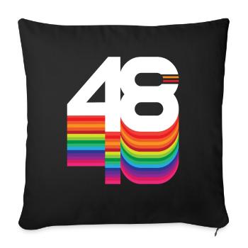 48 years "birthday" - Sofa pillowcase 17,3'' x 17,3'' (45 x 45 cm) - black - Front