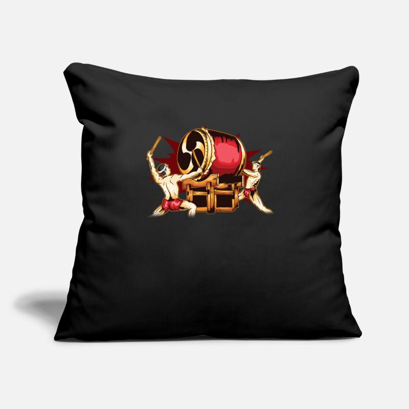 MaleTaiko Drummers Mitsudomoe Graphic Design Housse de coussin décorative 45 x 45 cm