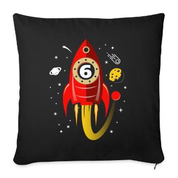 6 Years Birthday Rocket Gift - Sofa pillowcase 17,3'' x 17,3'' (45 x 45 cm) - black - Front