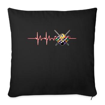 Billiards Hearbeat Snooker Billiardist Nine Balls - Sofa pillowcase 17,3'' x 17,3'' (45 x 45 cm) - black - Front