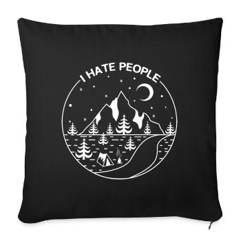 Je déteste les gens pour le camping d'alpinisme et la randonnée - Housse de coussin décorative 45 x 45 cm - noir - Devant