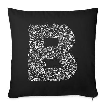 Letter B - Sofa pillowcase 17,3'' x 17,3'' (45 x 45 cm) - black - Front