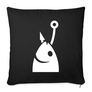 Fischkopf am Haken - Sofakissenbezug 45 x 45 cm - Schwarz - Vorne