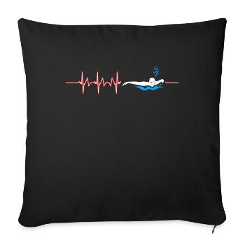 Swimming Heartbeat Swimmers Water Sports Diving - Sofa pillowcase 17,3'' x 17,3'' (45 x 45 cm) - black - Front