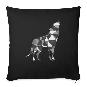 Loup polygone - Housse de coussin décorative 45 x 45 cm - noir - Devant